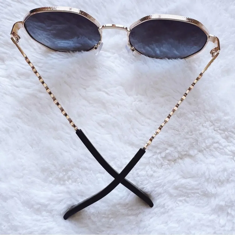 Phoebe Dark Blue Geometric Sunglasses